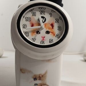 White Kids Silicone Cat Face Watch by